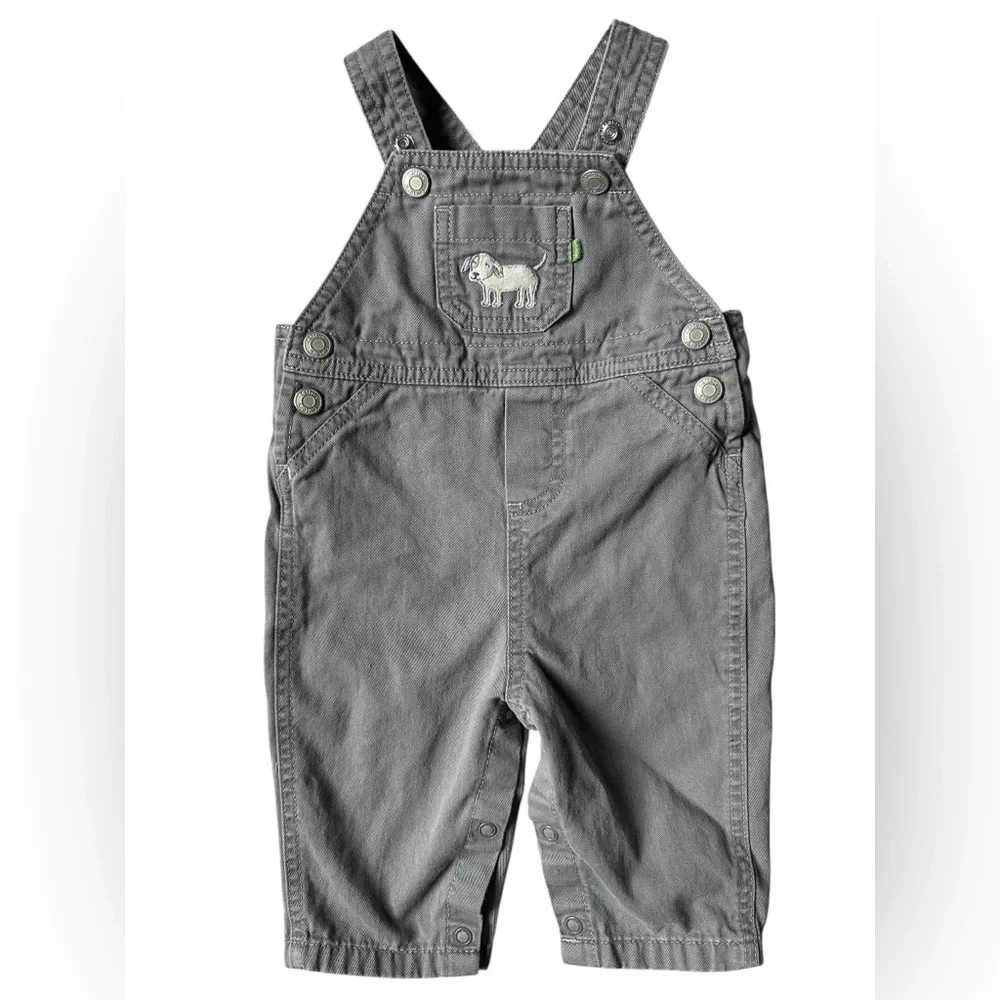 Carter's Charcoal Overalls with‎ Dog Patch